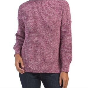 Cupcakes and Cashmere Women's NWT Pink Chunky Knit Balloon Mock Sweater Medium